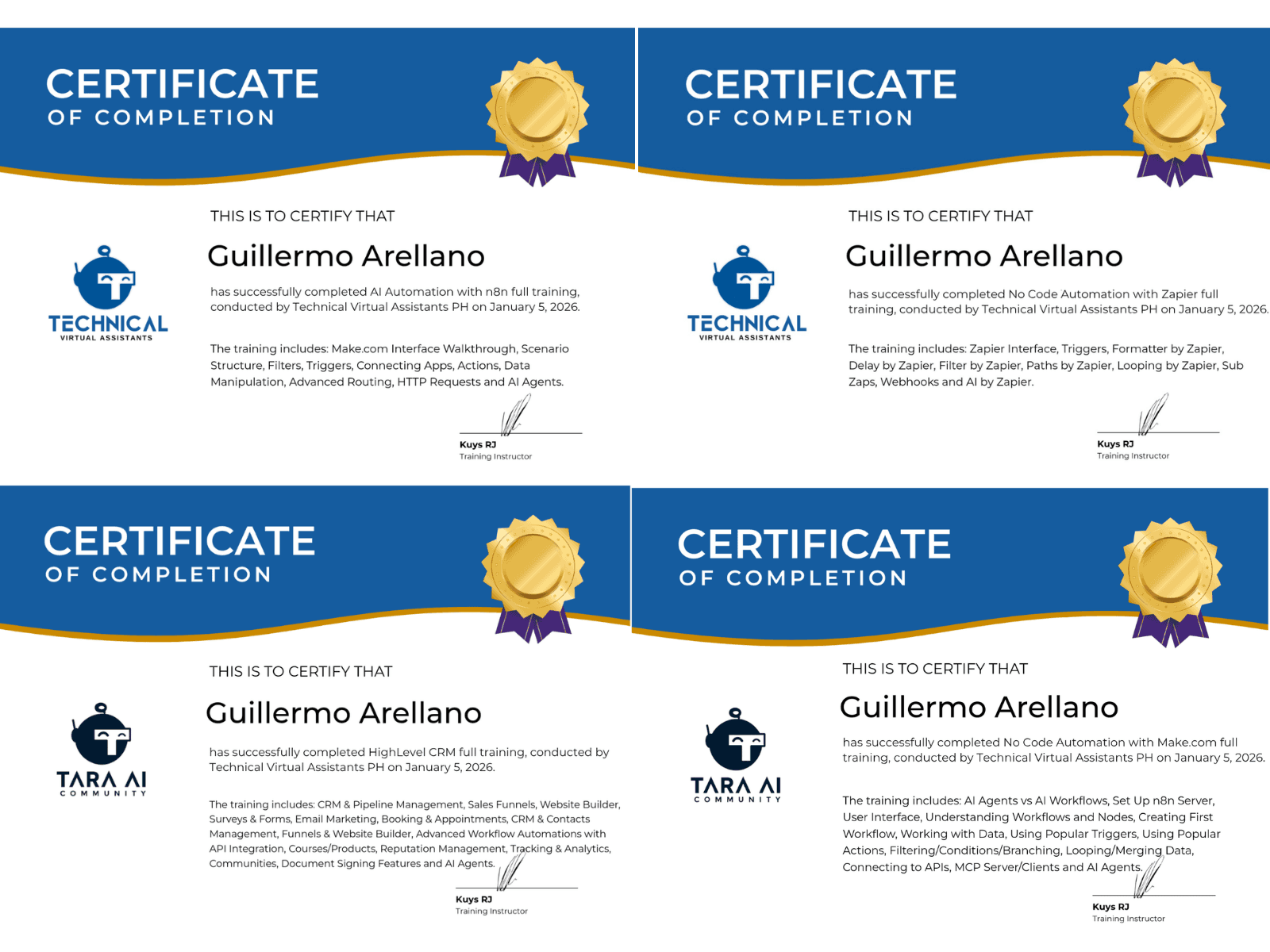 AI Automation Training certificate