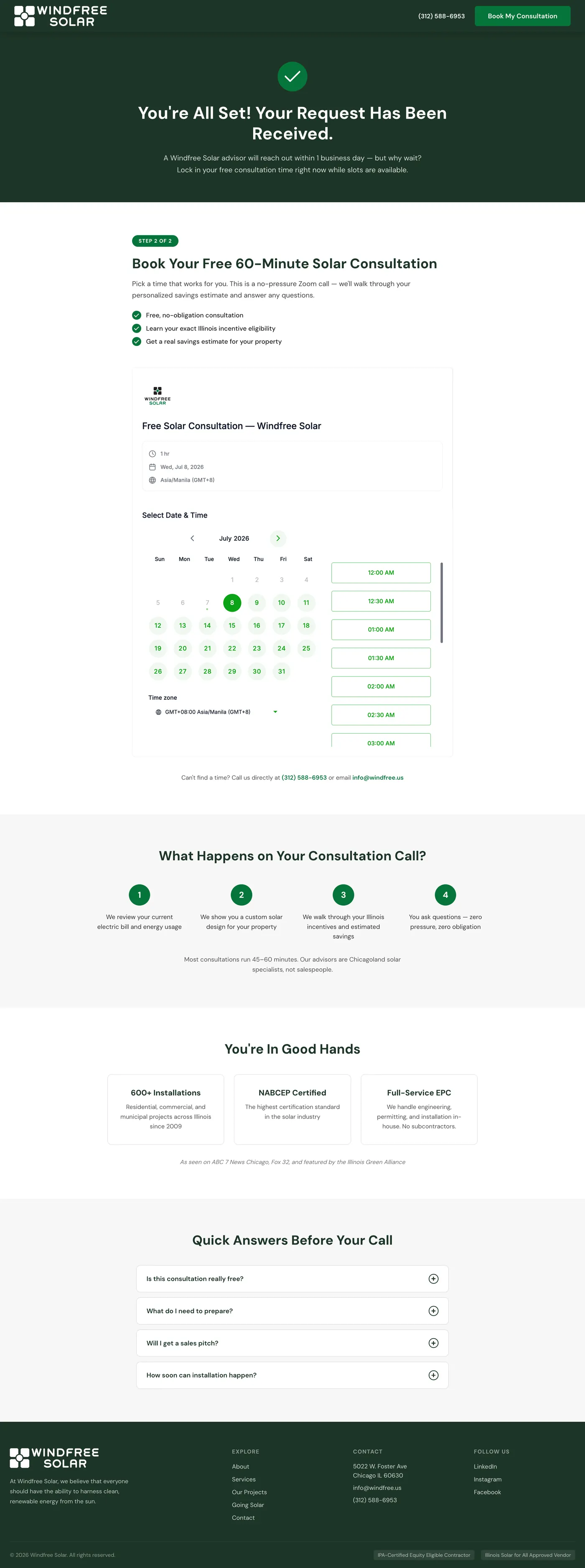 Booking page
